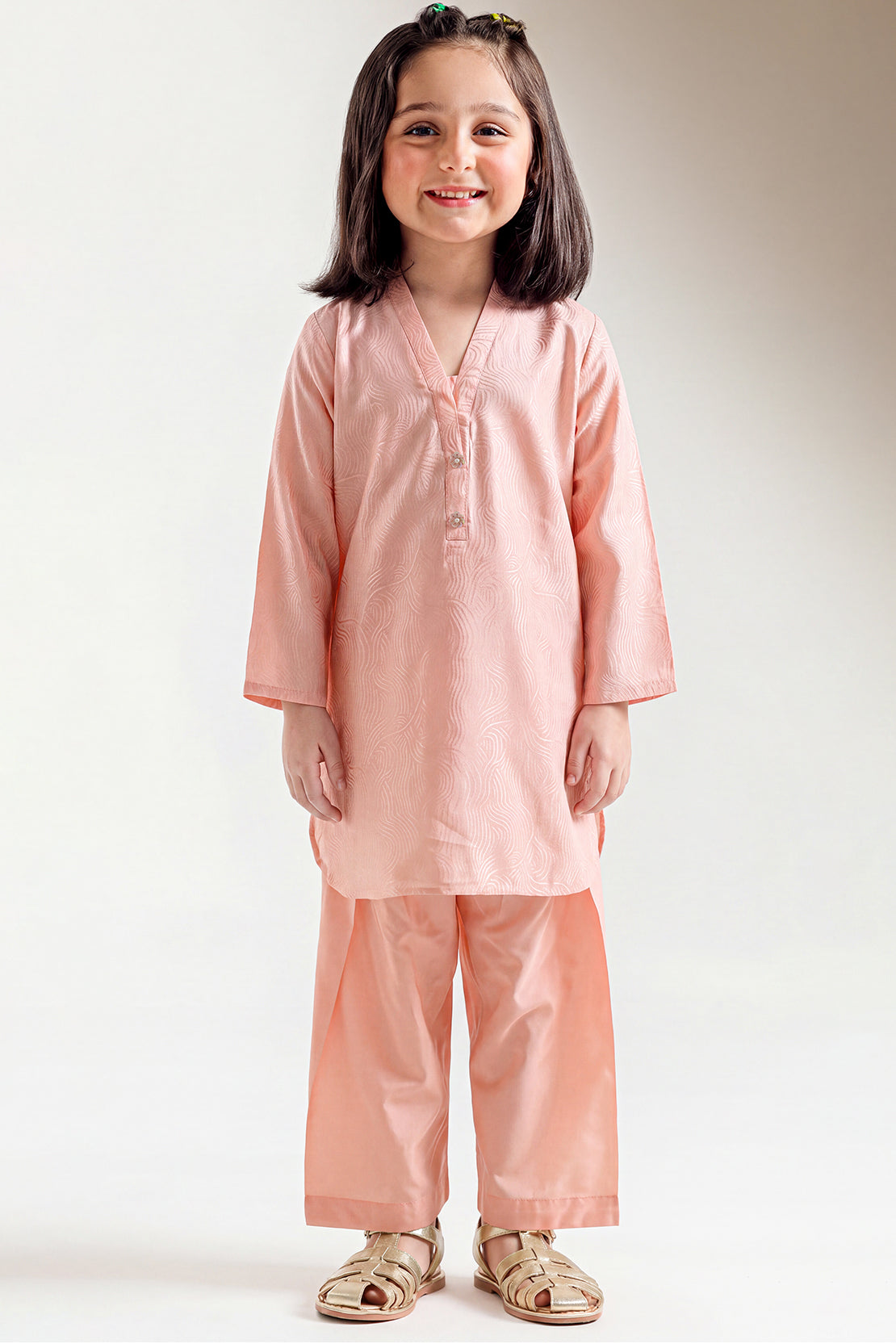 Stitched Cotton Jacquard 2 Piece (Shirt/trouser) For Kids