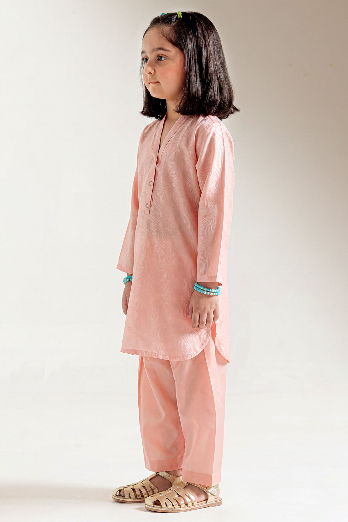 Stitched Cotton Jacquard 2 Piece (Shirt/trouser) For Kids