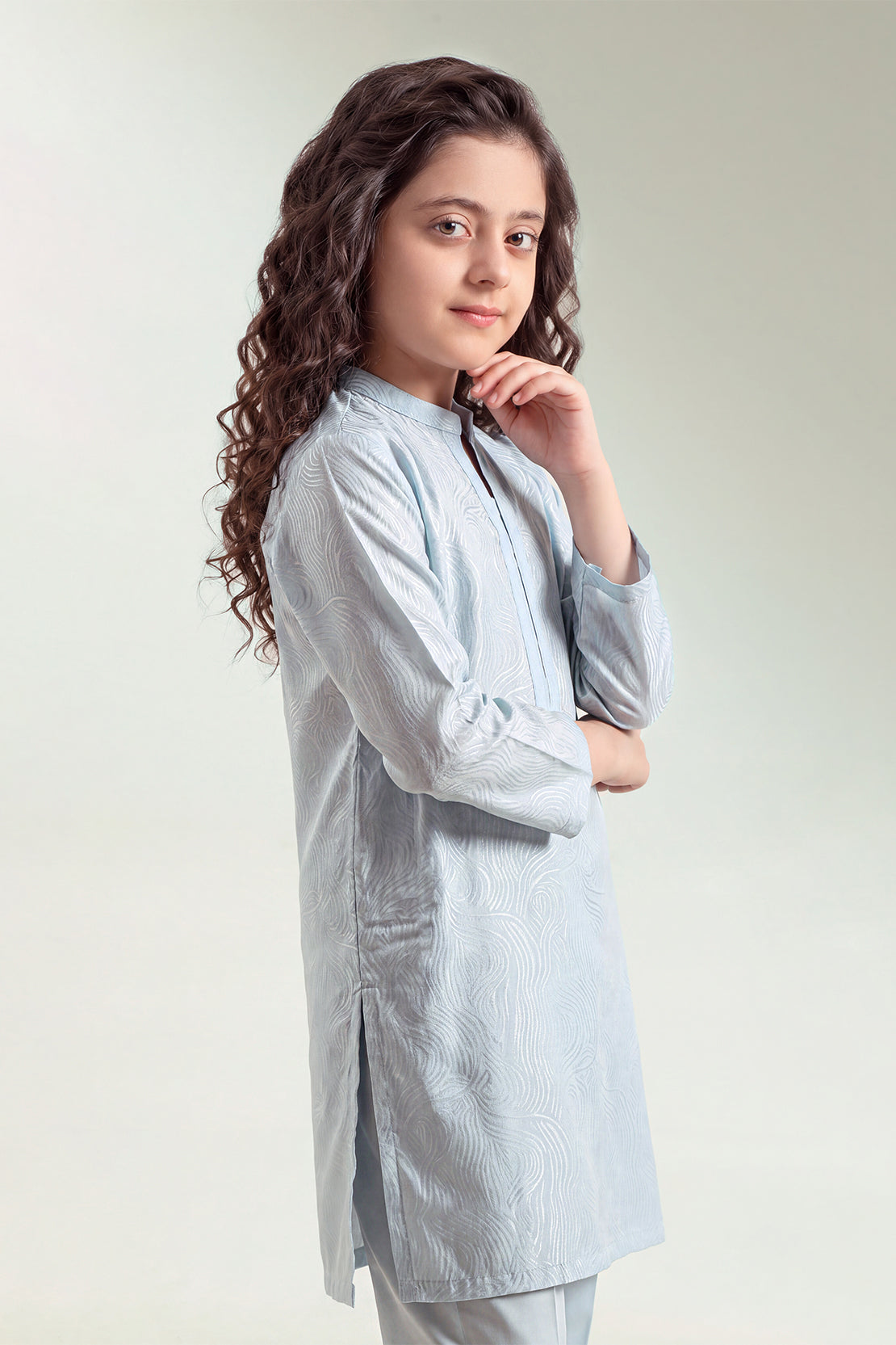 Stitched Cotton Jacquard 2 Piece (Shirt/trouser) For Kids