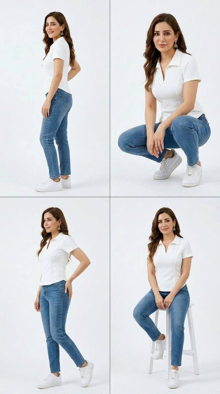 The "Pinnacle" Tailored Polo Crop Top
